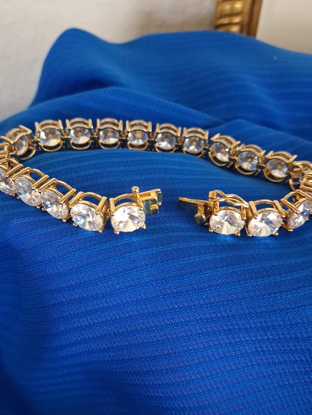 Gold Crystal Tennis Bracelet - Clear Stones
